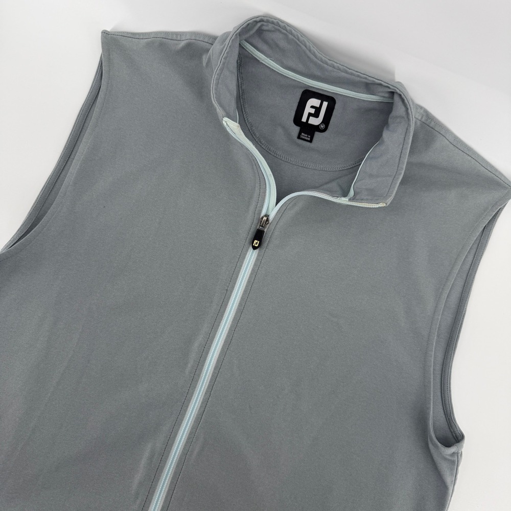 FootJoy Golf Vest Mens Medium Gray Full Zip Sleeveless Performance Layer Stretch